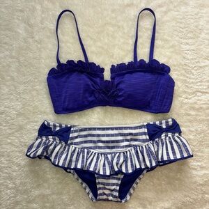 Betsy Johnson royal purple ruffle rosette bandeau bikini set size medium